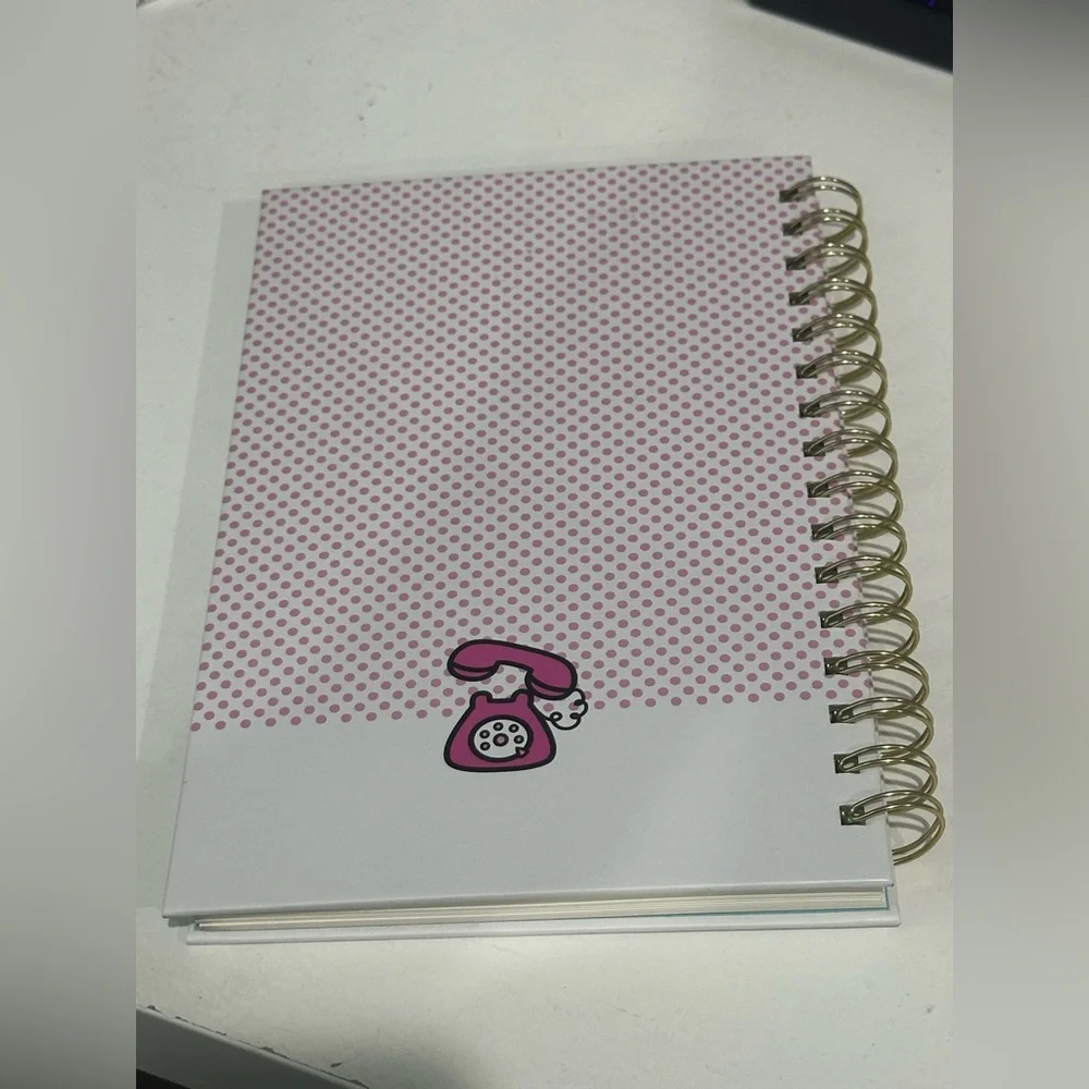 Hello‎ Kitty Spiral Notebook Notes Pink Polka Dot Vintage Style Phone Sanrio